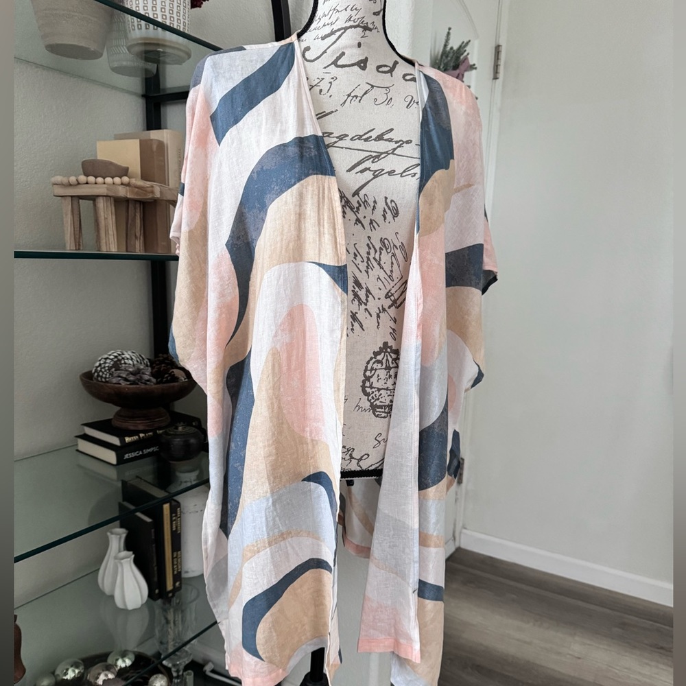 NWT Rachel Zoe linen blend kimono OS